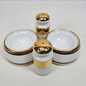 Mid Century Lusterware & Gold Salt Pepper Egg Bowls Japan Set NO STOPPERS